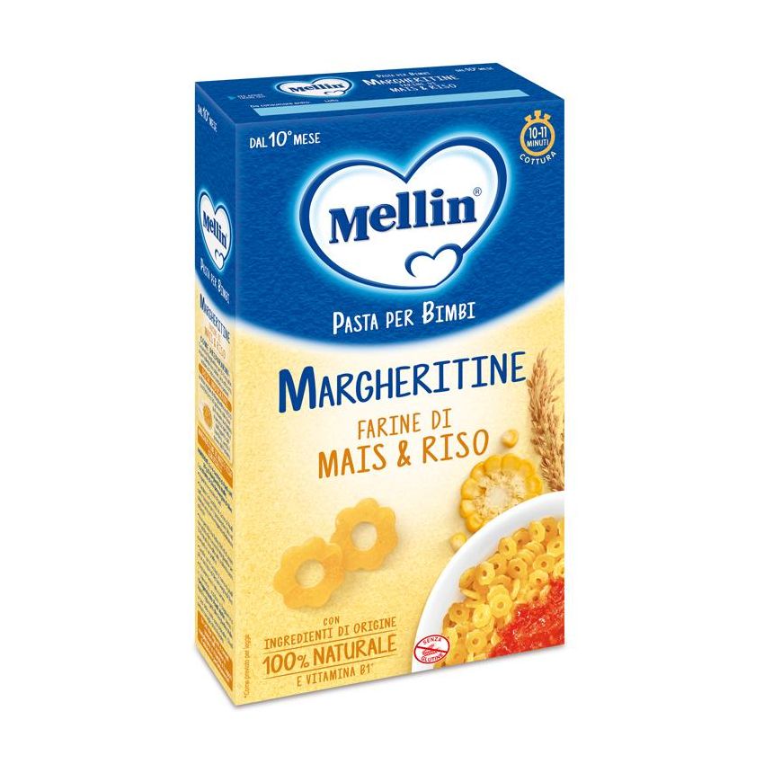 Mellin Margheritine - Pasta per Bambini a Base di Mais e Riso, Adatto da 10 Mesi in Su, 280g