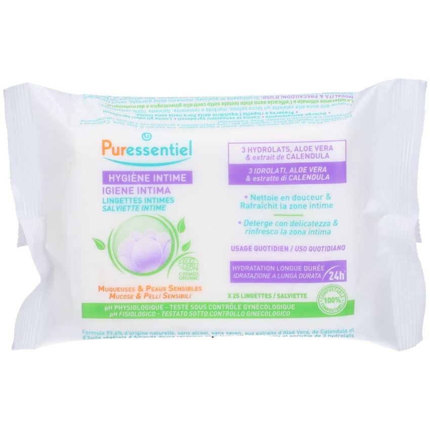 Puressentiel Salviette Rinfrescanti per l'Igiene Intima - Confezione da 25 Pezzi