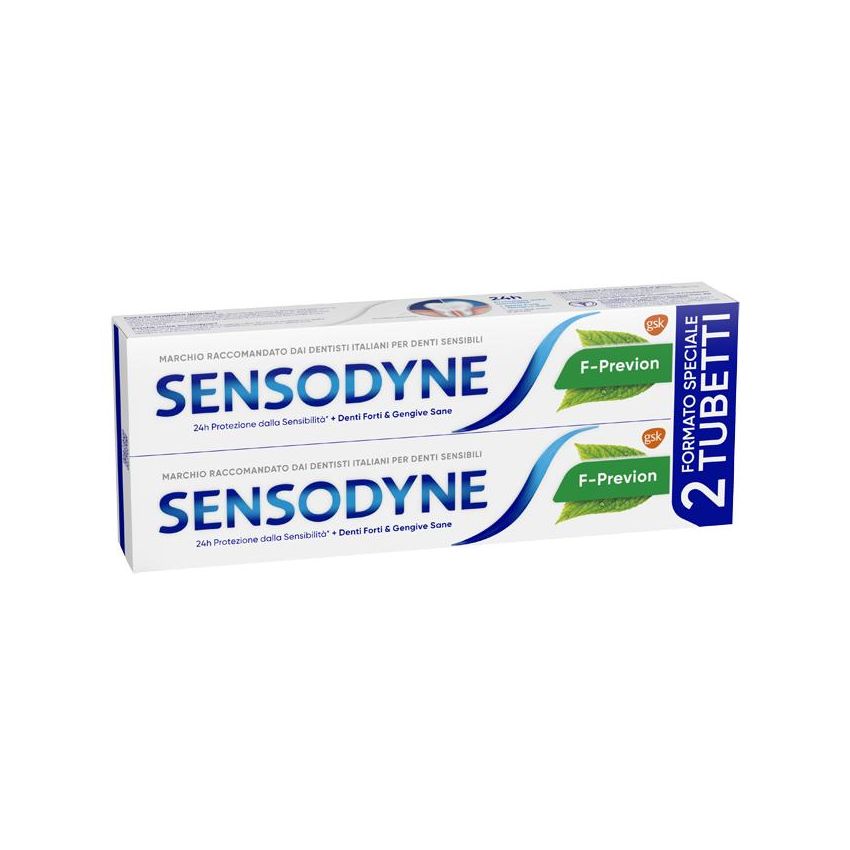 Dentifricio Sensodyne Extra Forte F Previon per Denti Forti e Gengive Sane - Pack Doppio da 75ml
