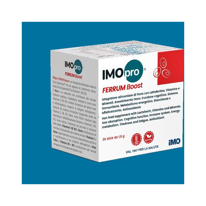 Imopro Ferrum Boost - Integratore di Ferro, 30 Stick da 1,6g