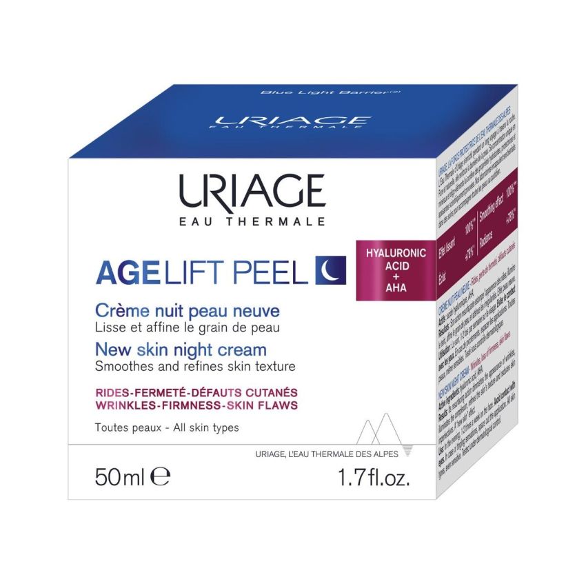 Uriage Age Lift Crema Notturna Anti-Invecchiamento con Peeling, 50ml