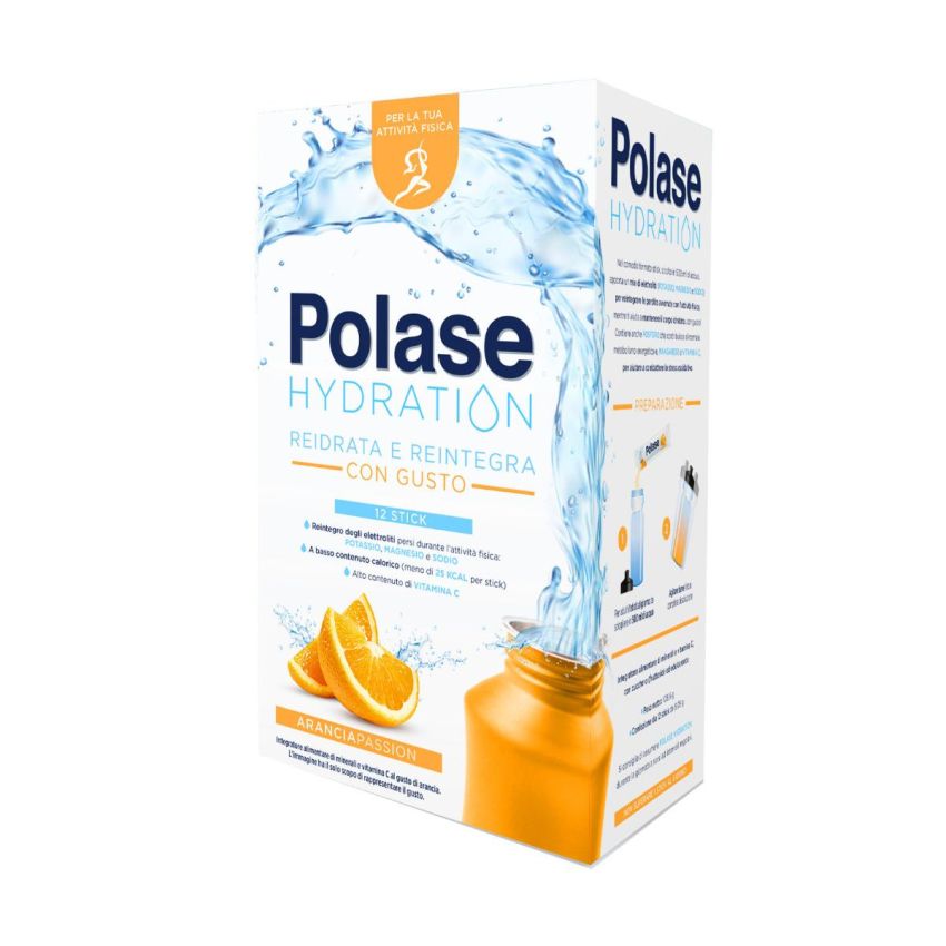 Polase Hydration - Integratore Magnesio e Potassio - Sapore Arancia, 12 Stick