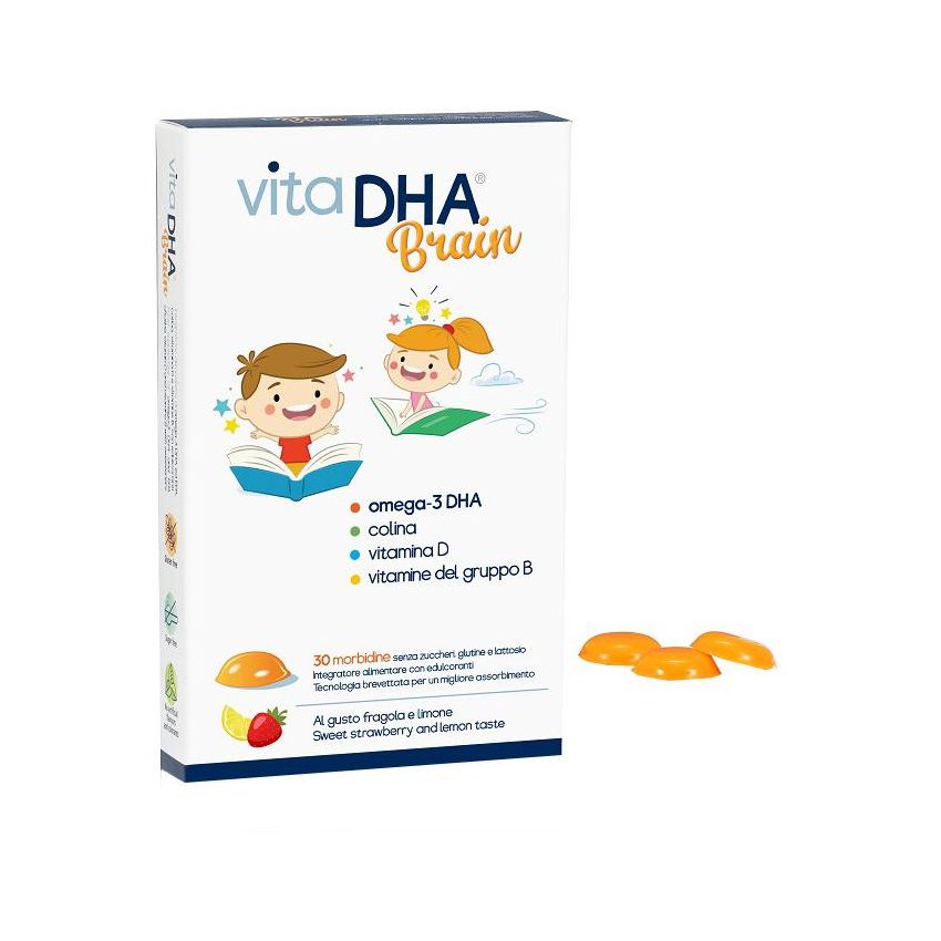 Vitadha Brain: Morbidelle per il Cervello al Gusto di Fragola e Limone - Confezione da 30