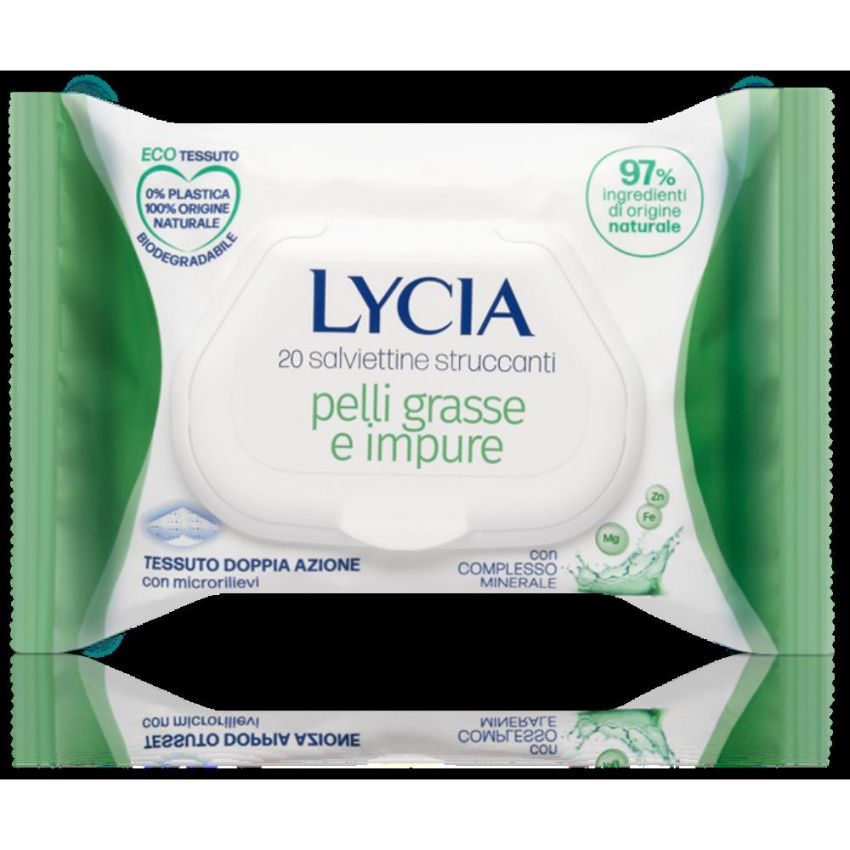 Lycia - 20 Salviette Struccanti per Pelli Grasse e Impure
