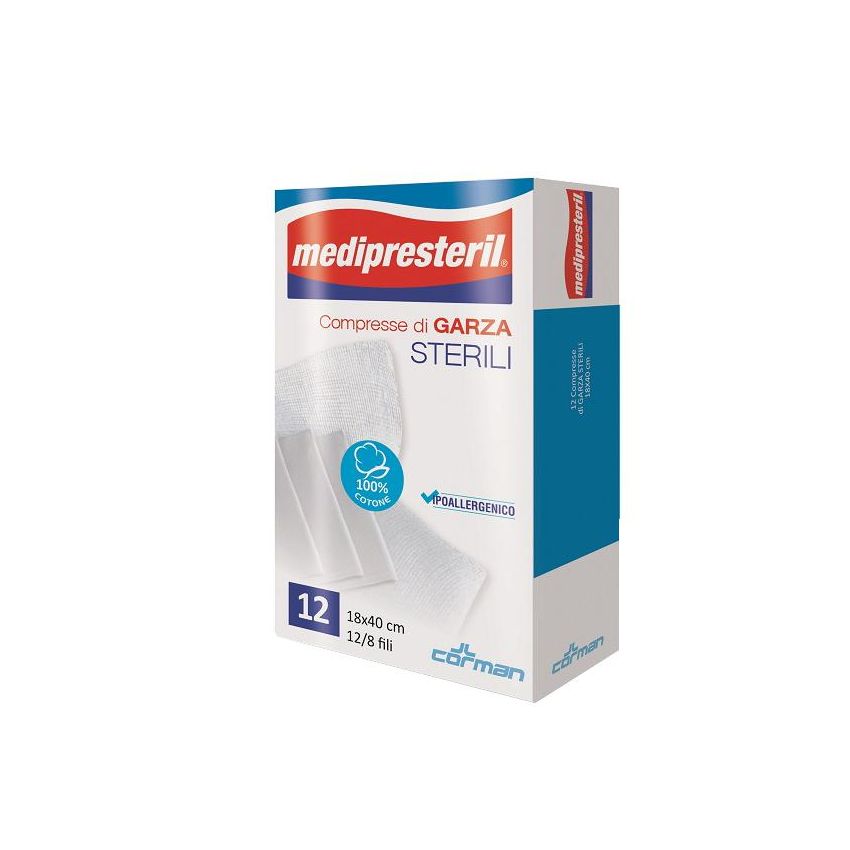 Medipresteril Compresse di Garza Sterilizzate 18x40 cm - Pacco da 12 Pezzi