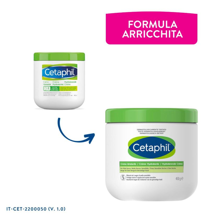 Cetaphil Crema Idratante Intensiva per Viso e Corpo, 450g