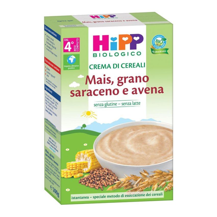 Crema Biologica Hipp di Mais, Grano Saraceno e Avena, 200g