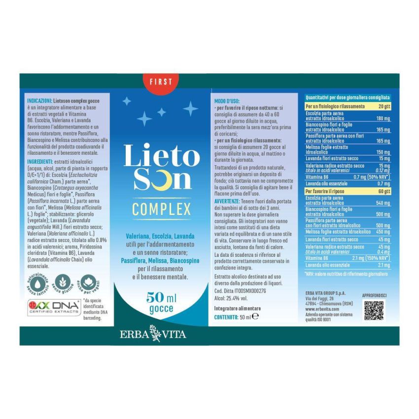 Erba Vita Lietoson Complex - Supplemento in Gocce 50ml