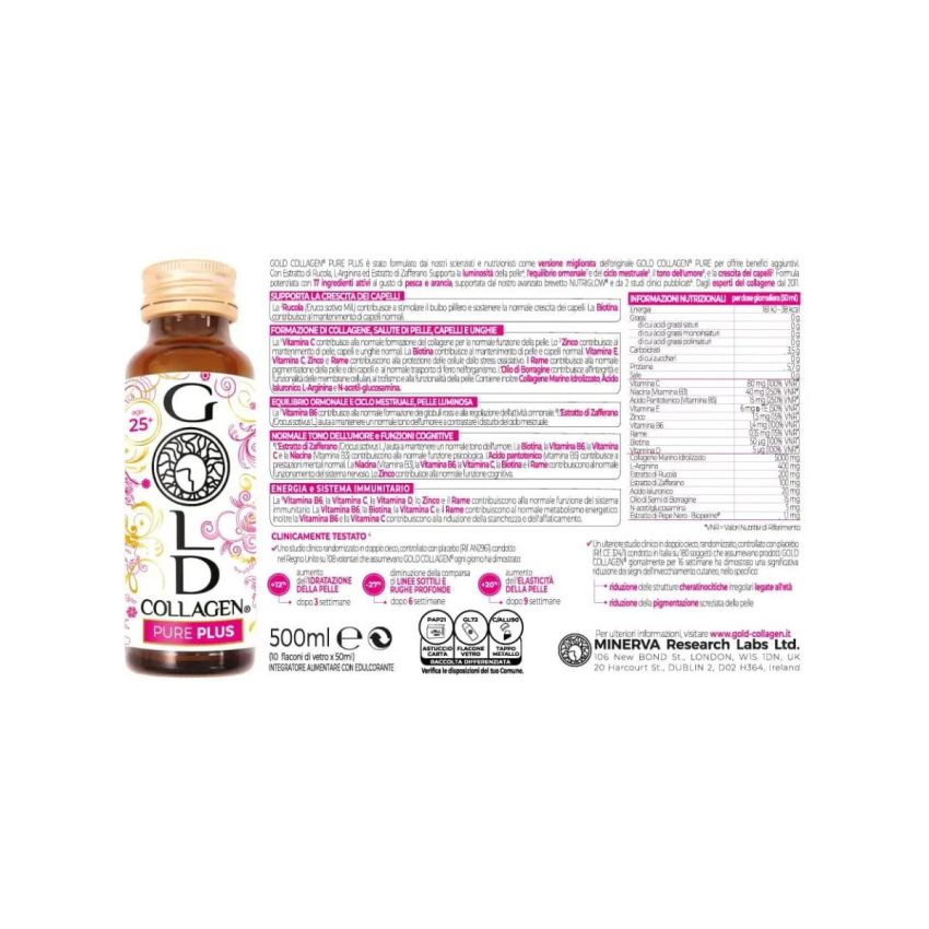 Pure Gold Collagen Plus - Confezione da 10 x 50ml