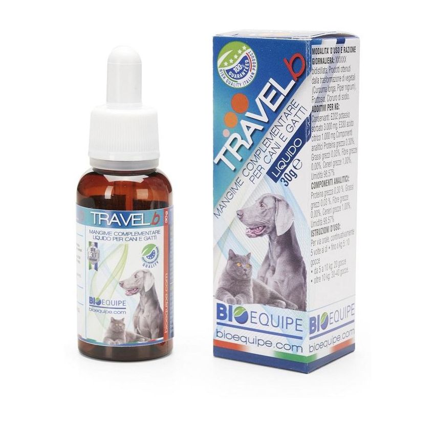 Travel B - Integratore Alimentare Liquido di 30 ml per Cani e Gatti