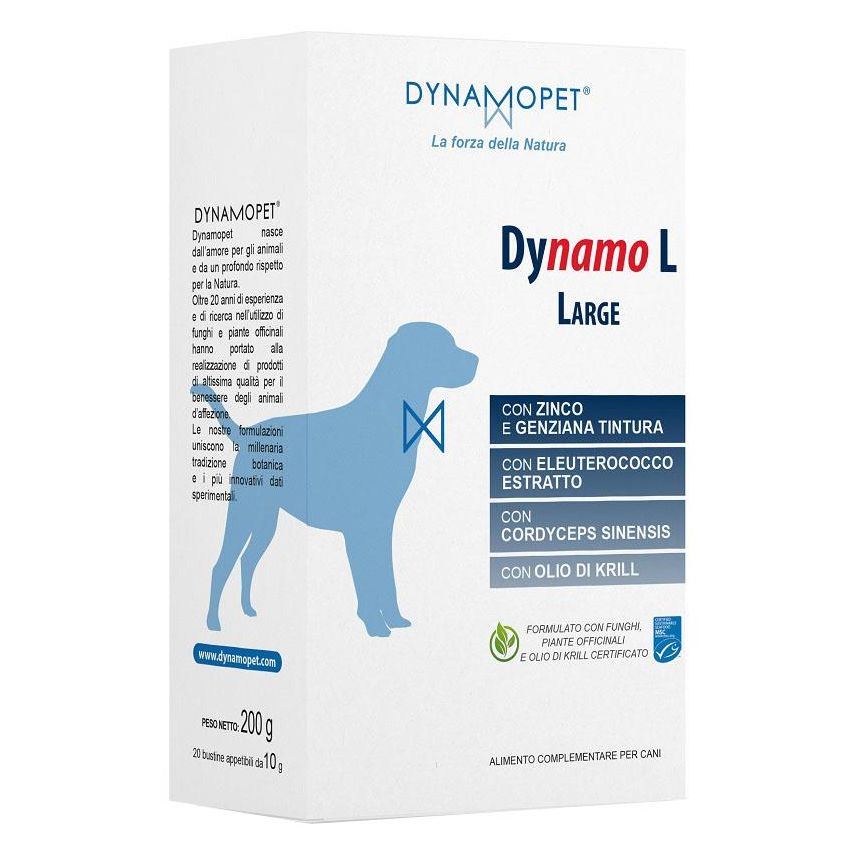 Dynamo L - Integratore Alimentare per Cani di Taglia Grande, 20 Bustine