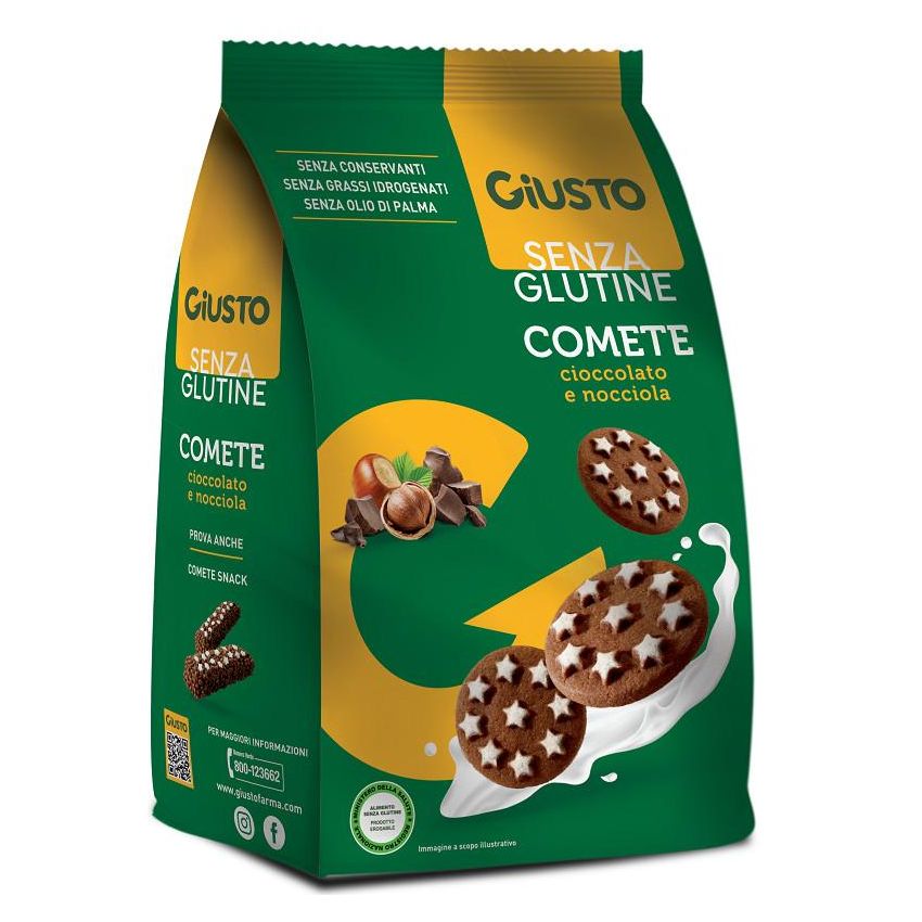 Giusto Senza Glutine - Biscotti Comete al Cioccolato e Nocciola - 200g