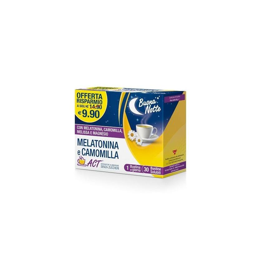 Melatonina Act con Aggiunta di Camomilla - 30 Bustine