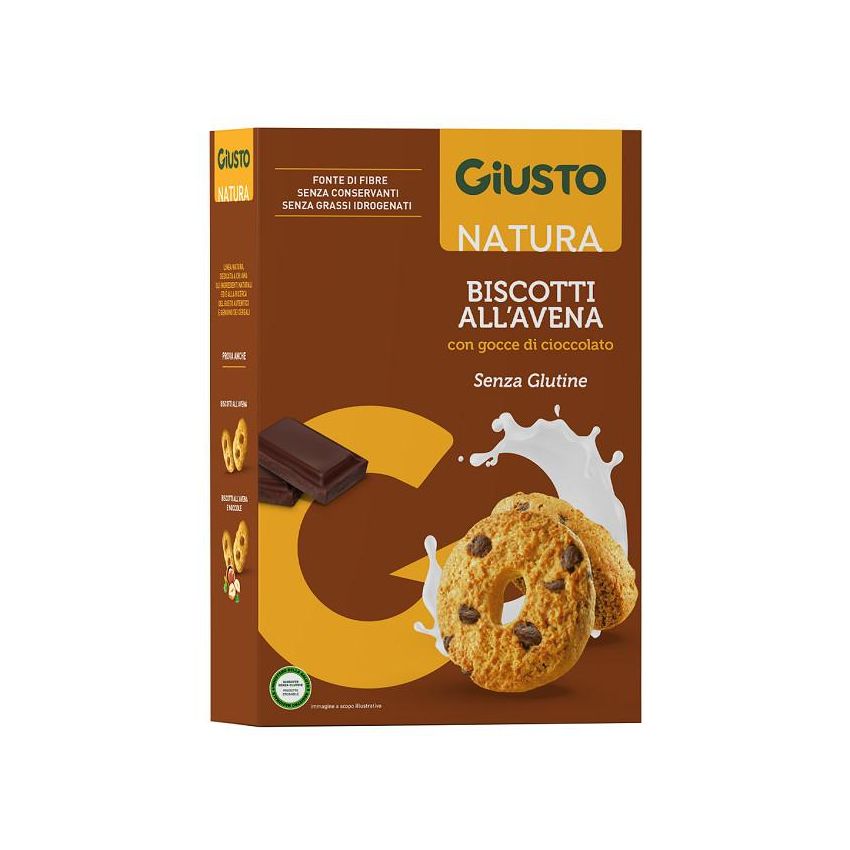 Giusto Senza Glutine - Biscotti di Avena con Gocce di Cioccolato - 250g