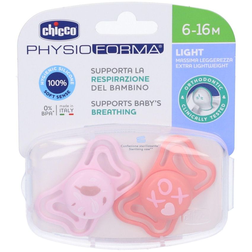 Chicco Physoforma Light - Set di 2 Succhietti in Silicone Rosa