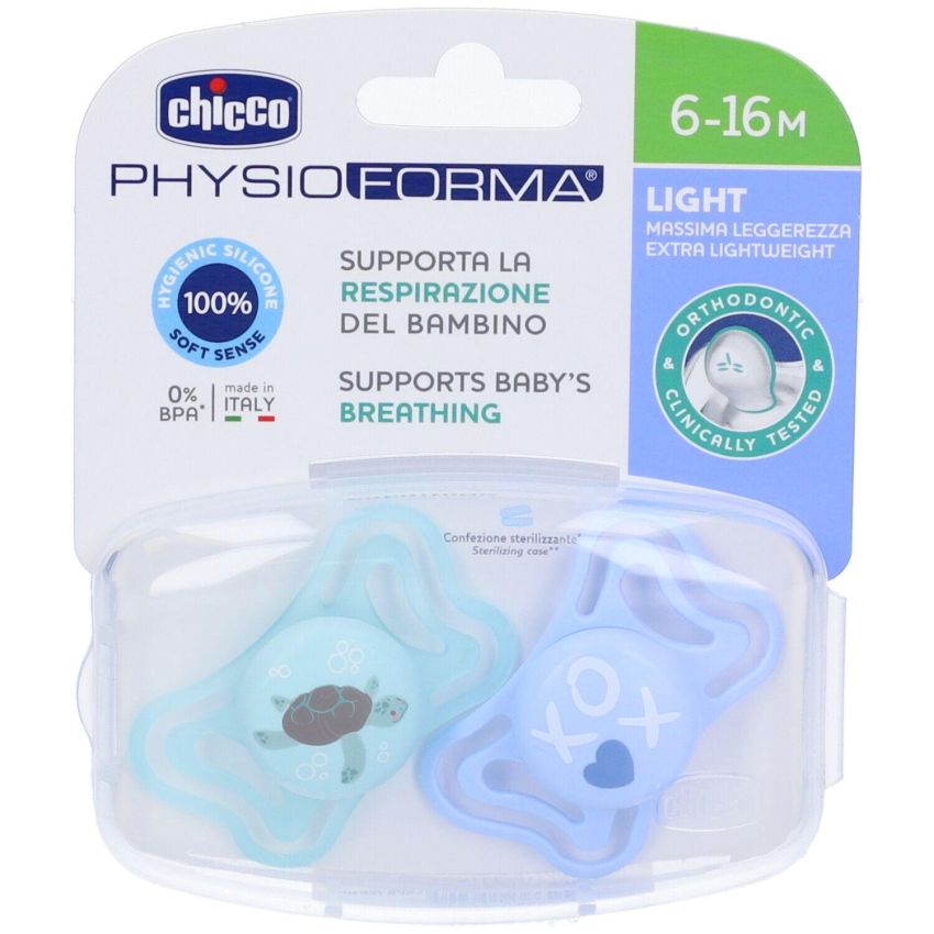 Chicco Physoforma Light - Set di 2 Succhietti in Silicone Azzurro