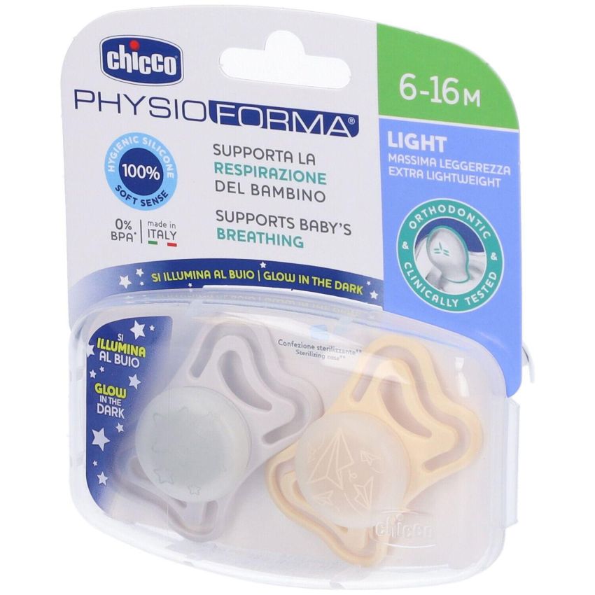 Chicco Light Lumi - Succhietto in Silicone per Neonati 6-16 Mesi