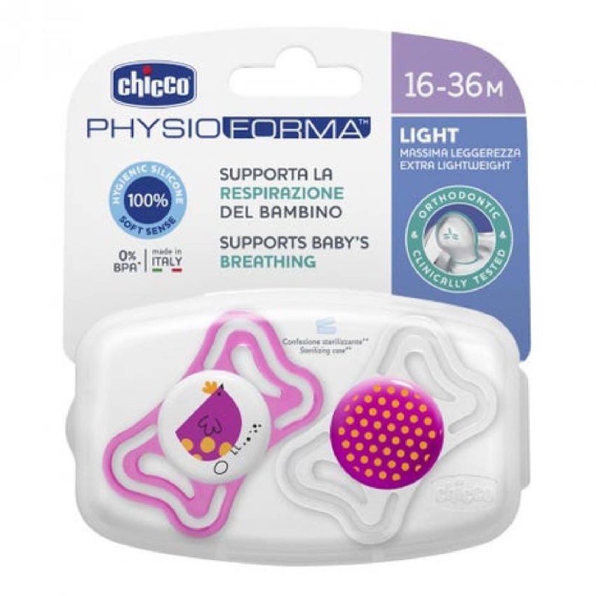 Chicco Physoforma Light - Set di 2 Succhietti in Silicone Rosa