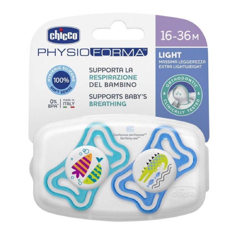 Chicco Physoforma - Succhietto in Silicone Azzurro Leggero, 2 Pezzi