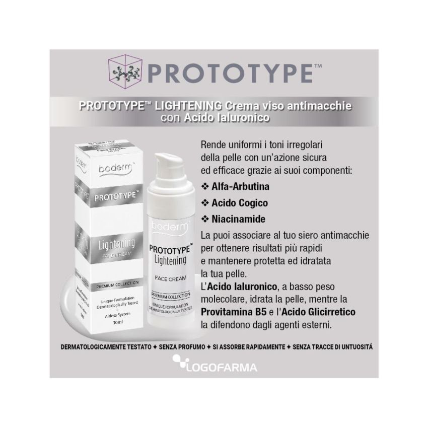Boderm Prototype Crema Viso Schiarente Anti-Macchie, 30ml