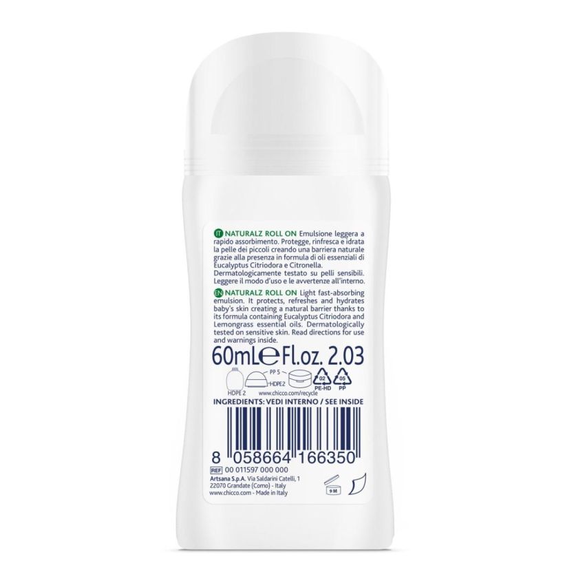 Chicco Naturalz Roll-On Antizanzare Protettivo Rinfrescante 60ml