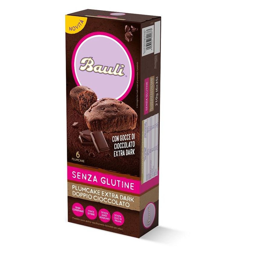 Bauli Plumcake Ultra Dark Senza Glutine - Confezione da 6 Pezzi