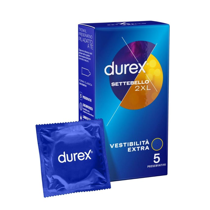 Durex Settebello Extra Vestibilità 2XL - Pacchetto da 5 Preservativi