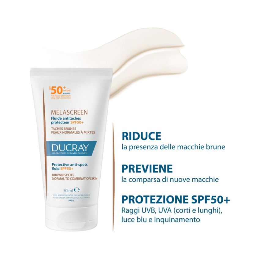 Ducray Melascreen Crema Protettiva SPF50+ Anti-Macchie, 50ml