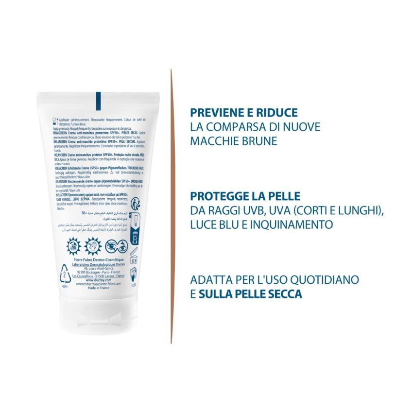 Ducray Melascreen Crema Protettiva SPF50+ Anti-Macchie, 50ml