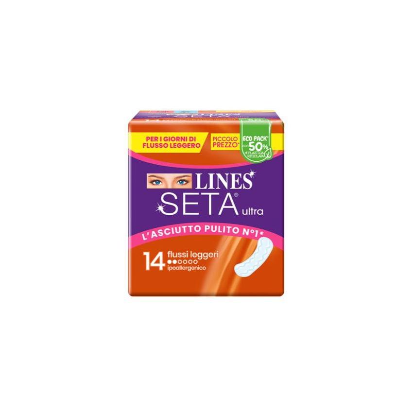 Lines Ultra Assorbenti per Flusso Leggero, Seta, Pacco da 14 Pezzi