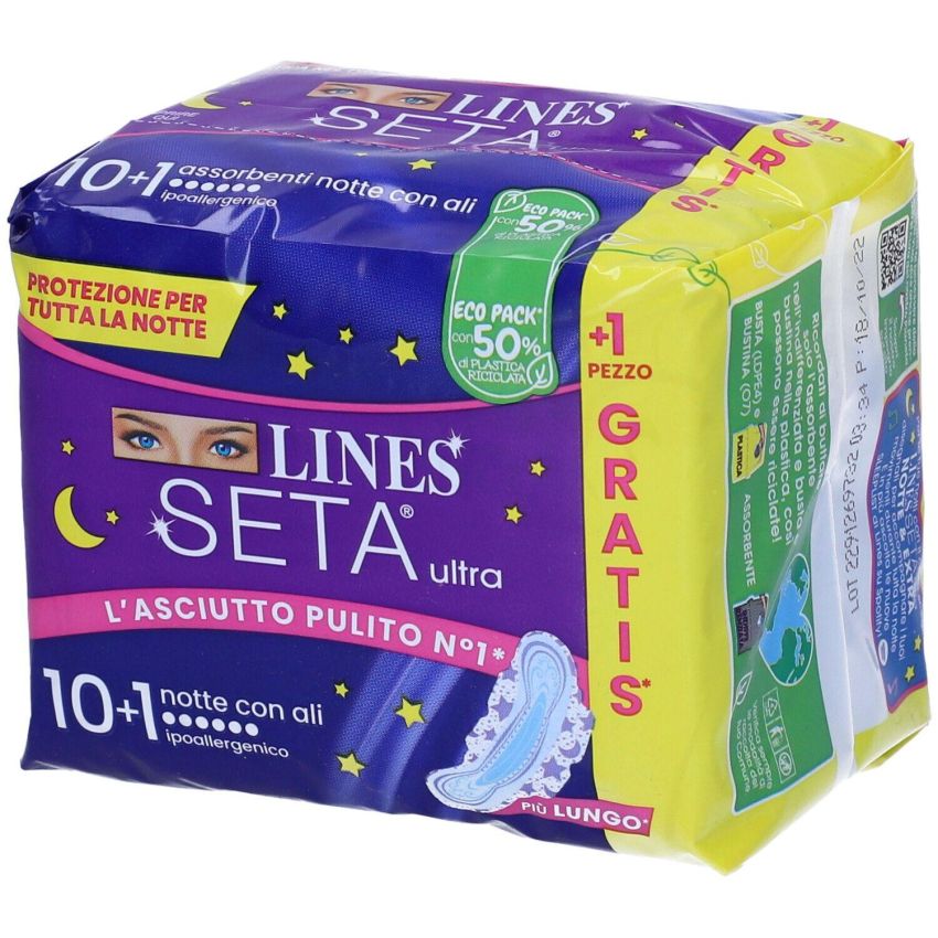 Lines Seta Notte Ultra Assorbenti - Pacco da 11 Pezzi
