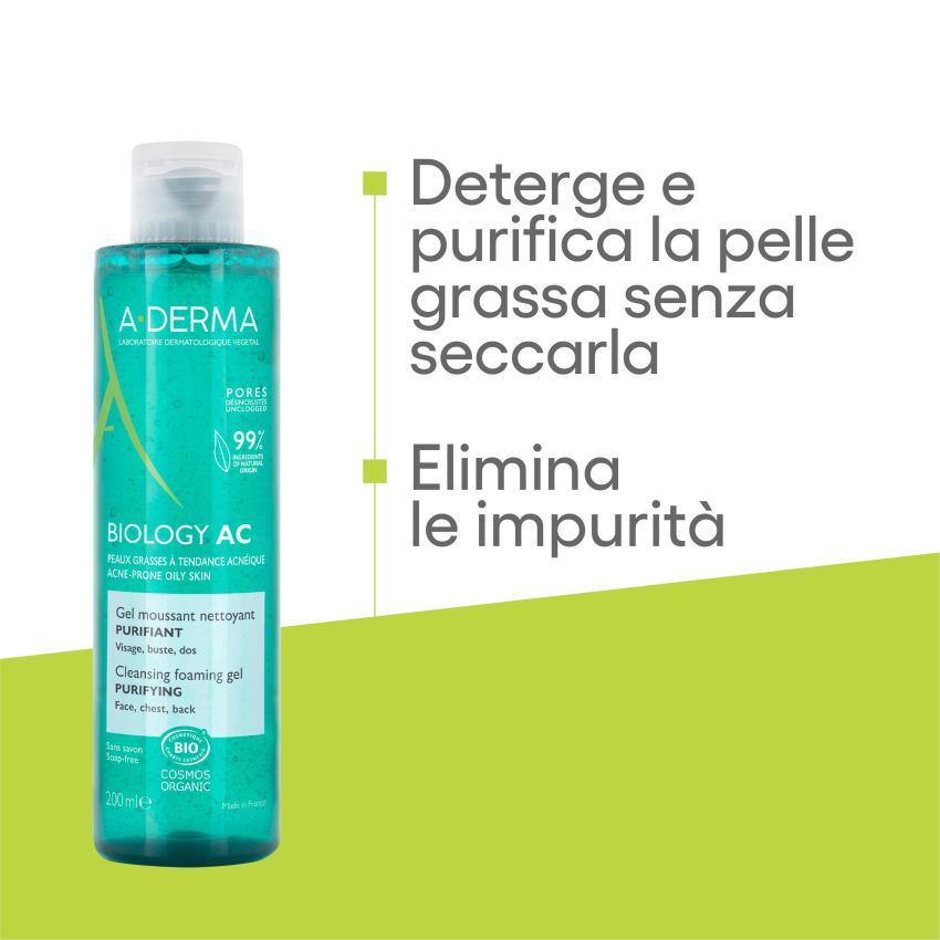 A-Derma Biology AC Gel Detergente Schiumogeno Antibatterico 200ml