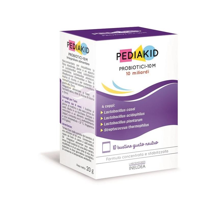 Pediakid Probiotici - 10 Bustine da 10 Miliardi di Batteri Benefici