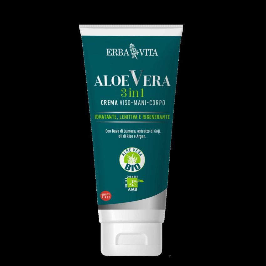 Erba Vita Crema Aloe Vera 3 in 1 per Mani, Viso e Corpo - 200ml