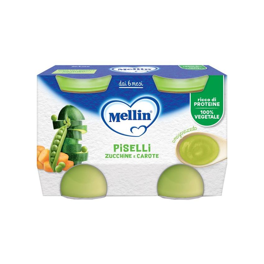 Mellin Omogeneizzato Piselli/Carote 2x130g 6Mesi