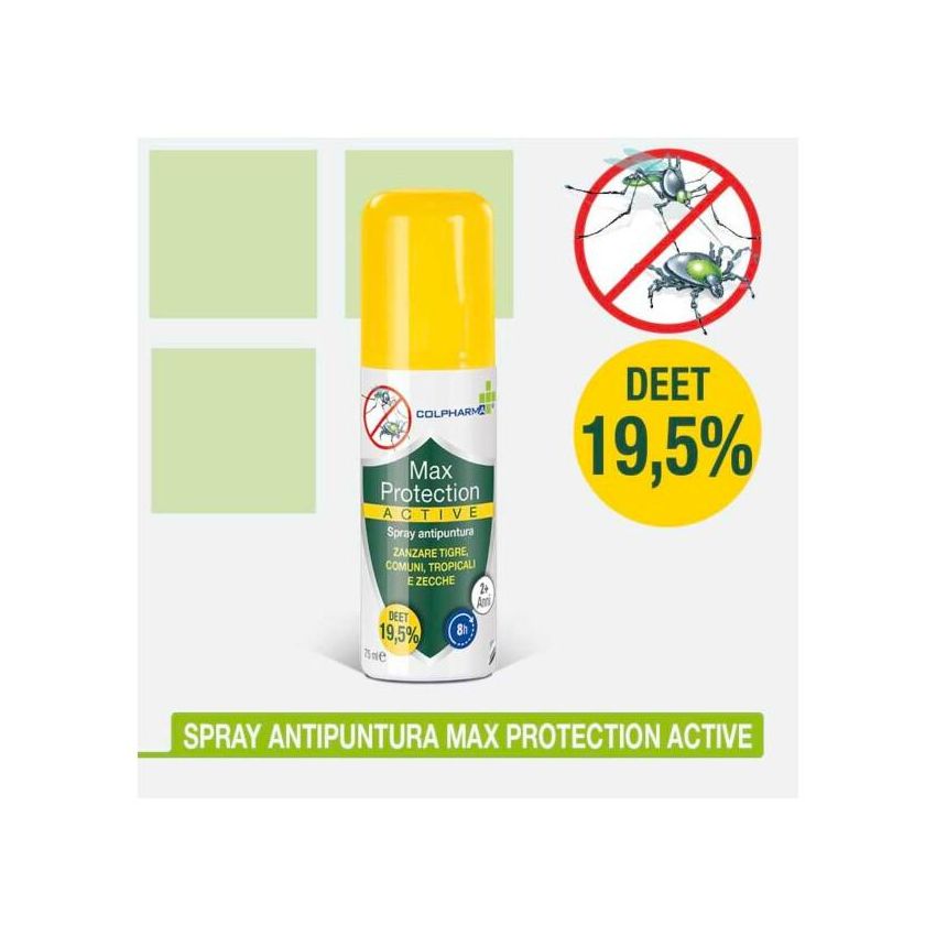 Colpharma Max Protection Active 75ml - Spray Repellente Antizanzare Avanzato