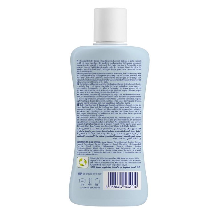 Chicco Natural Sensation 200ml - Detergente Corpo e Capelli per Bimbi