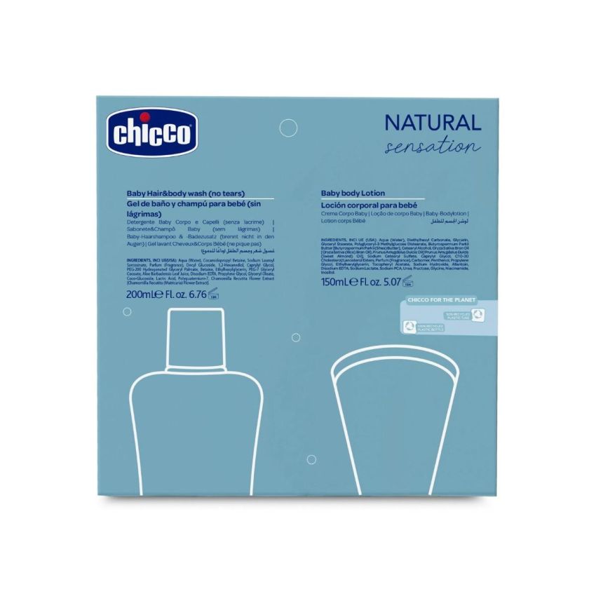 Chicco Natural Sensation Duo: Shampoo e Detergente Corpo 200ml + Crema Idratante 150ml