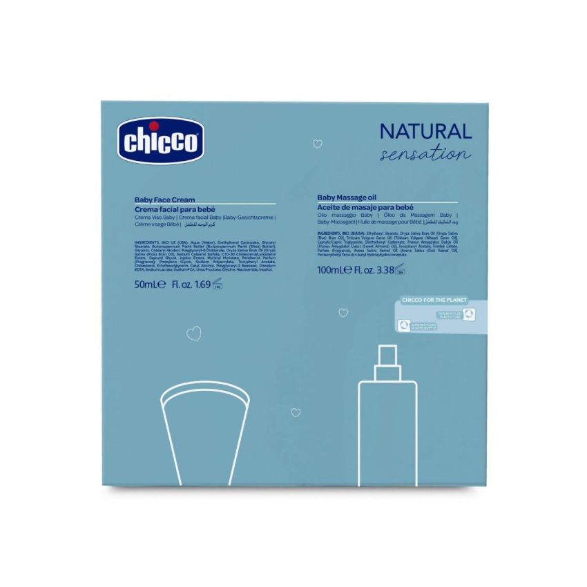 Set Sensazione Naturale Chicco: Olio da Massaggio 100ml e Crema Viso 50ml