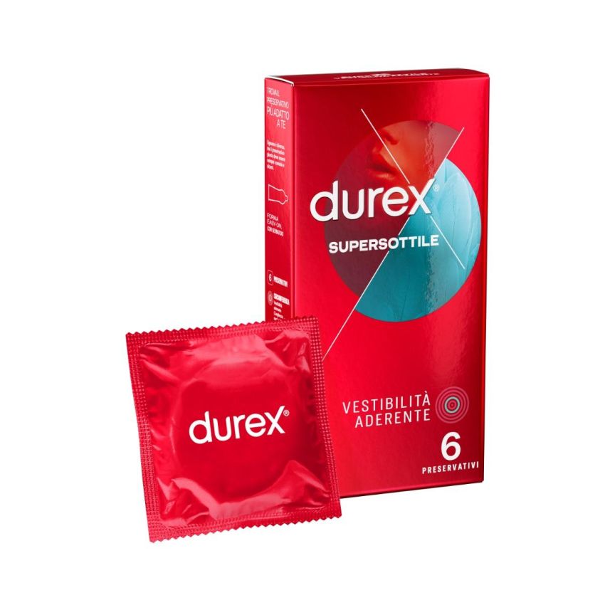 Durex Ultra Sottili Preservativi con Vestibilità Aderente - Pacco da 6