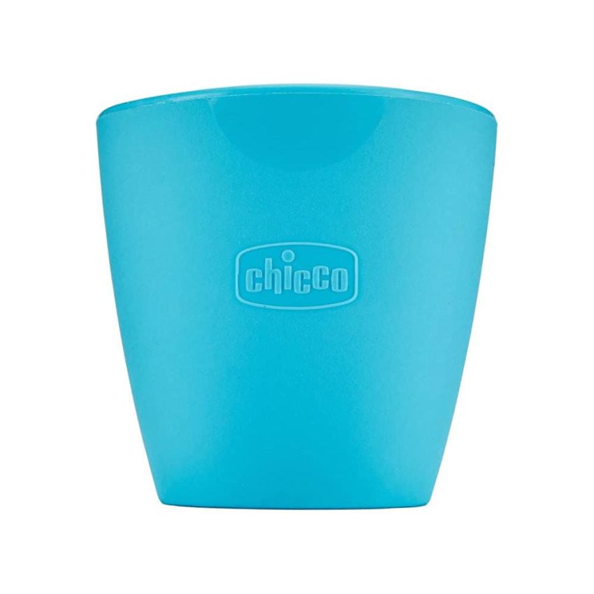 Chicco Easy Mug - Bicchiere in Silicone Azzurro per Bambini dai 6 Mesi in Su