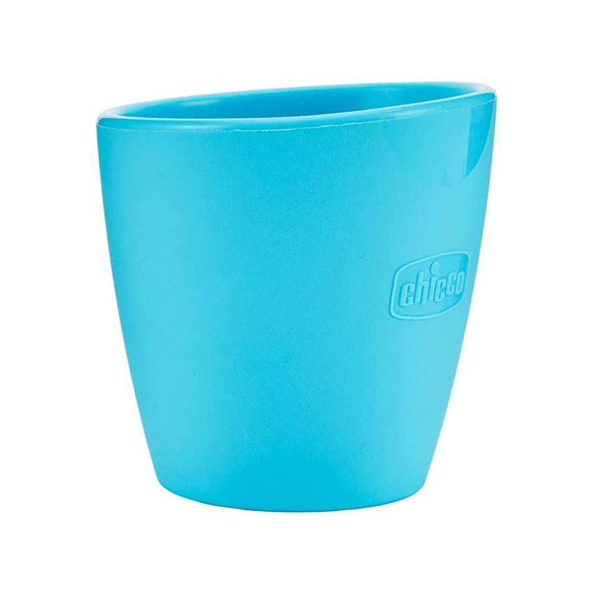 Chicco Easy Mug - Bicchiere in Silicone Azzurro per Bambini dai 6 Mesi in Su