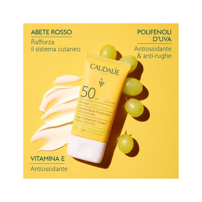 Caudalie Vinosun Crema Protettiva SPF50 ad Alta Protezione, 50ml
