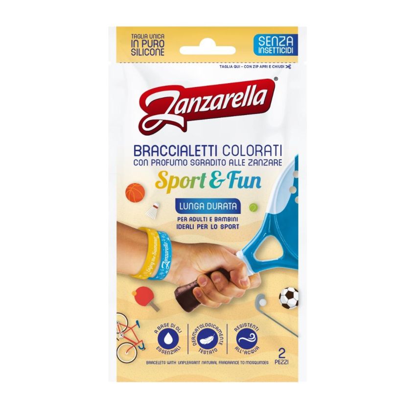 Braccialetti Zanzarella Sport E Fun Anti-Zanzare, 2 Pezzi