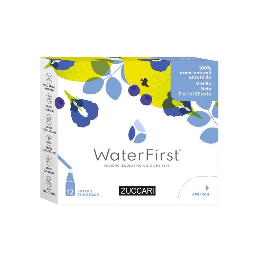 Zuccari WaterFirst Stick - Mirtillo, Mela, Fiori di Clitoria - Confezione da 12