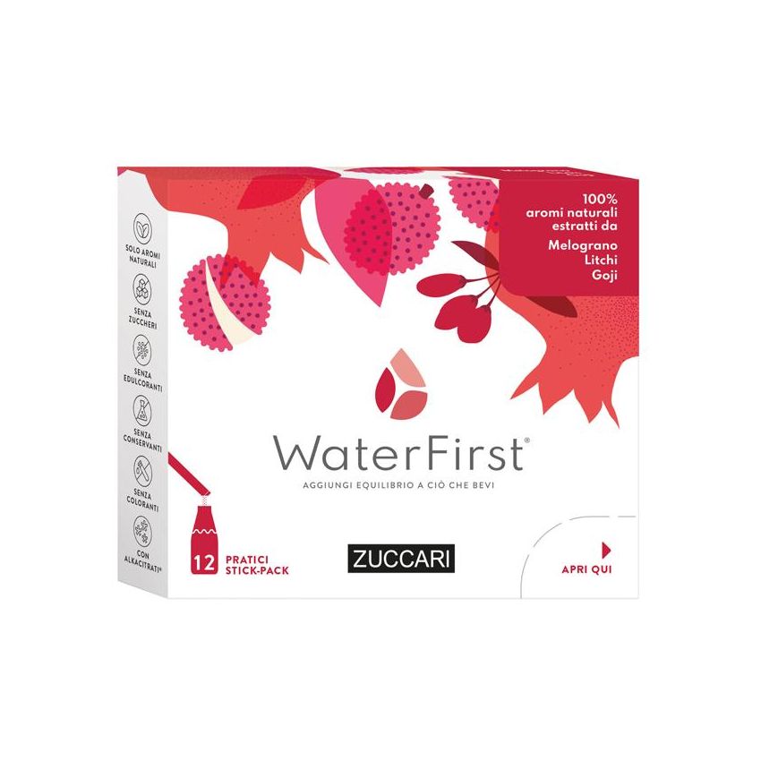 Zuccari WaterFirst - Stick Solubili con Estratti di Melagrano, Litchi e Goji - 12 Stick