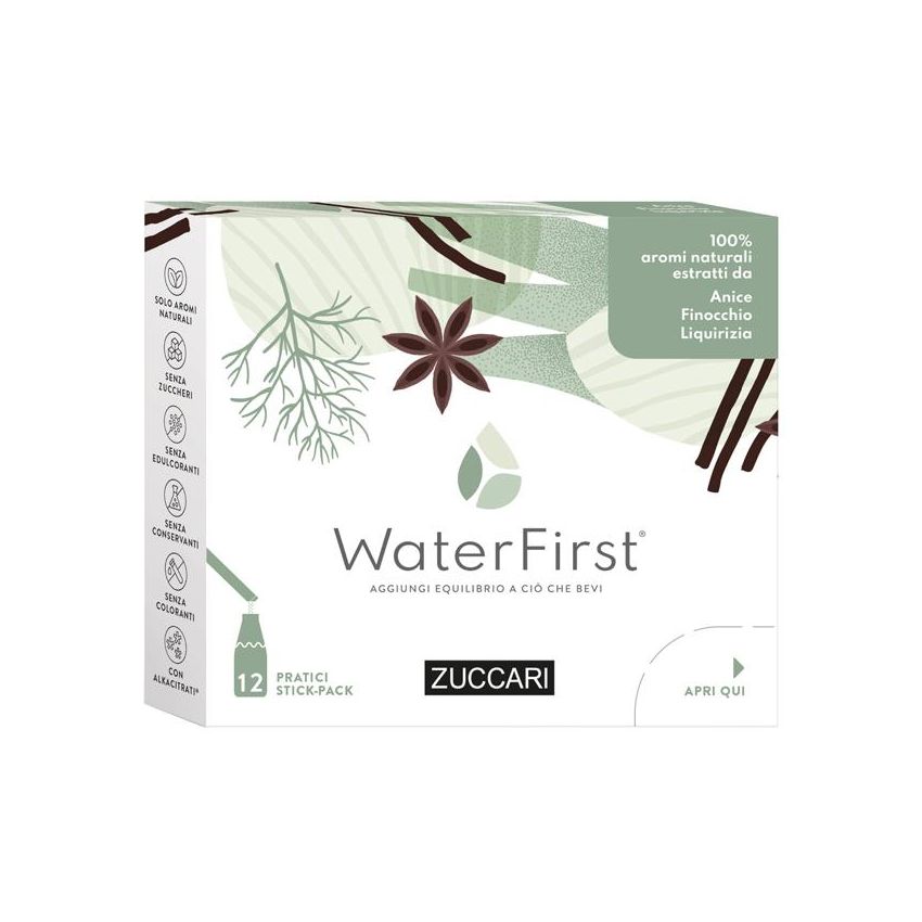 Zuccari WaterFirst Anice, Finocchio e Liquirizia - Pacco da 12 Stick
