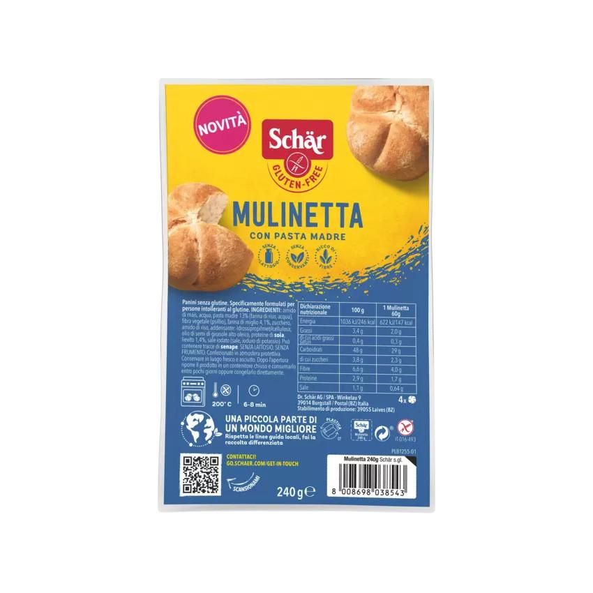 Schar Mulinetta Biscotti, Confezione da 4 Pacchetti da 60g