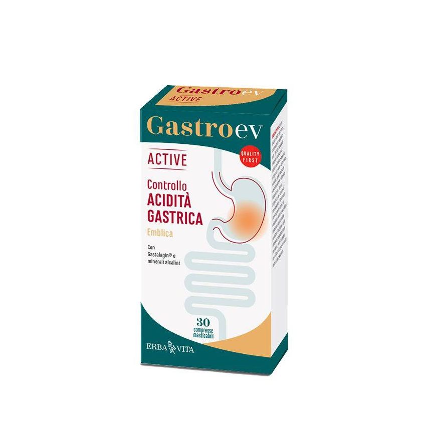 Erba Vita Gastro EV Active - Compresse Digestive Naturali, 30 Pezzi