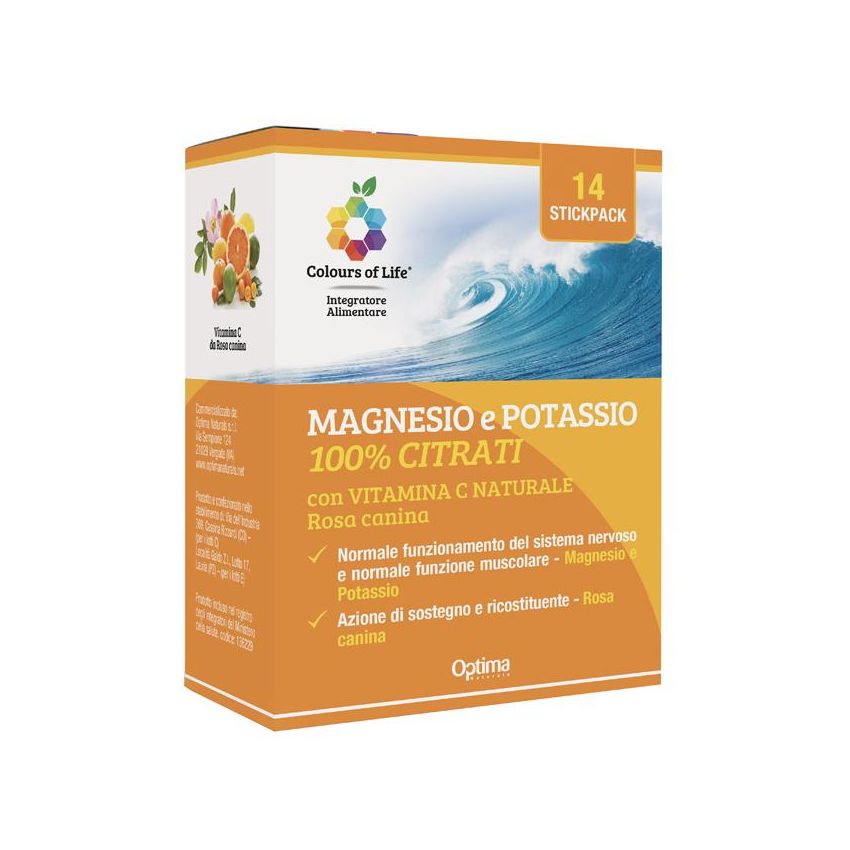 Magnesio e Potassio 100% Citrati con Vitamina C Naturale - 14 Stickpacks
